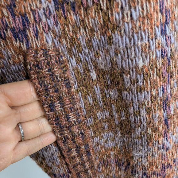 Vtg Wool Cardigan Sweater L Brown 90s Plaid Chunky Knit Button Pocket Heritage - Picture 8 of 14